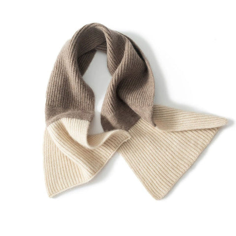 Luxury Contrast Color Neck Two-Tone Bow-Knot Pure Cashmere Scarf