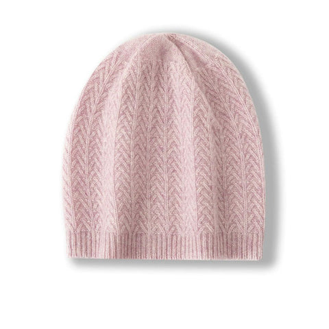 100% Cashmere Knit Slouchy Cable Beanie Ribbed  Hat