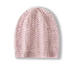 100% Cashmere Knit Slouchy Cable Beanie Ribbed  Hat