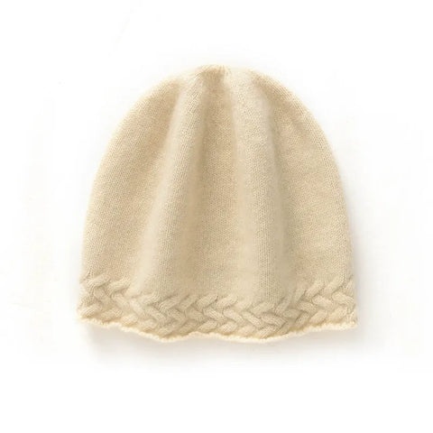 Braided Edge 100% Cashmere Soft Hat Cable Knit Outdoor Beanies