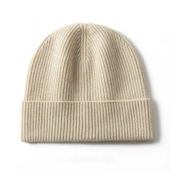 Winter Knitted Beanie Thick Hats Cashmere Ribbed Cap Unisex