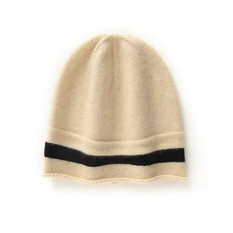 Pure Striped Color Matching Cashmere Hats Winter Warm Knitted Beanie