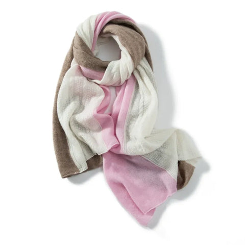 100% Cashmere Shawl Knitted Patchwork Design Jacquard Soft Warm Scarf Wrap