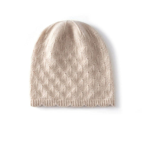 Diamond Winter Textured Knitted Cashmere Cap Soft Warm Beanie Hat