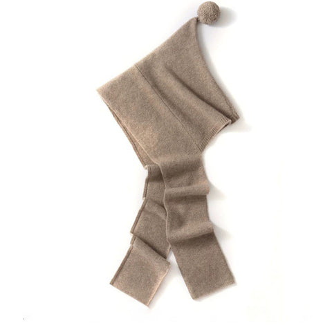 Winter Cashmere Winter Wrap Hooded Scarf Knit Hats Beanie with Pom-Pom