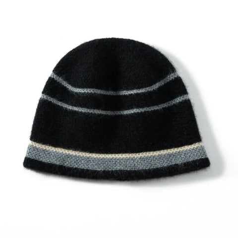 Soft Cashmere Stripes Jacquard Knitted Beanies Thick Winter Caps