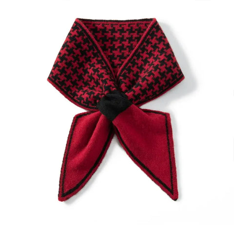 Houndstooth Pattern Cross Printed Knit Shawls Pure Cashmere Neck Scarf