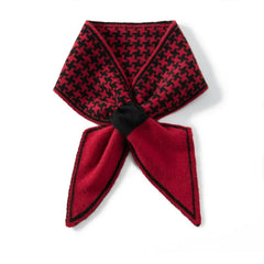 Houndstooth Pattern Cross Printed Knit Pure Cashmere Neck Scarf
