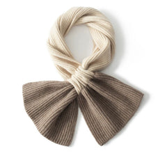 Luxury Contrast Color Neck Two-Tone Bow-Knot Pure Cashmere Scarf