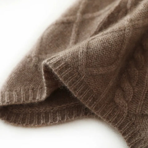 Cashmere Cable Knit Beanie Hat Soft Warm Winter Ear Protection