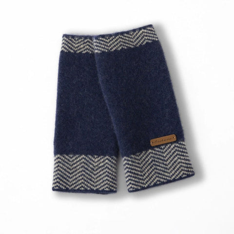 Unisex Chevron Border Cashmere Knit Fingerless Gloves