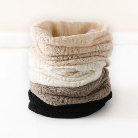 Knitted 100% Cashmere Neck Warmer Soft Hollow Ribbed Winter Snood