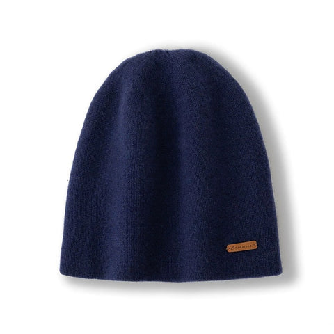 100% Cashmere Winter Beanie Double-sided Two Colors Hat for Men or Women