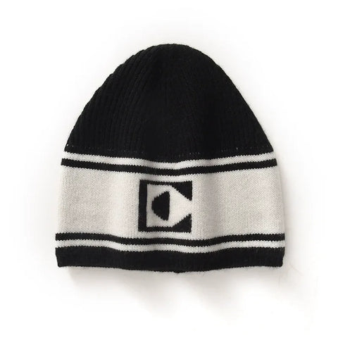 Striped Beanie Cap Versatile Slouchy Warm Winter Knit Hat for Men & Women