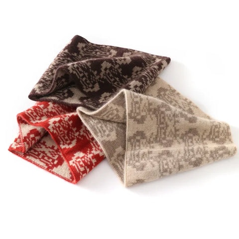 100% de cachemir jacquard buffador de cuello de punto