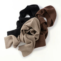 100% Cashmere Ribbed Knit Scarf  Soft Warm Winter Wrap