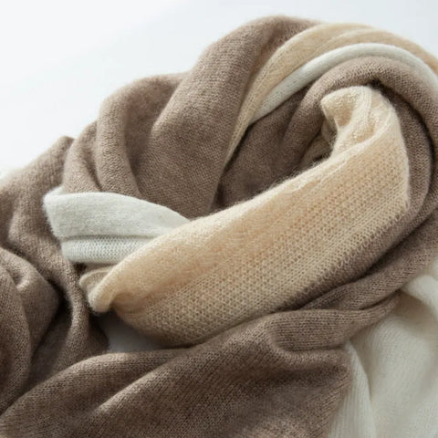 100% Cashmere Shawl Knitted Patchwork Design Jacquard Soft Warm Scarf Wrap
