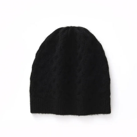 100% Cashmere Cable Knit Beanie Hat Warm Soft Slouchy Skull Cap
