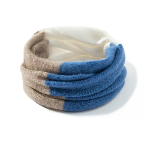 Winter Colorblock Pure Cashmere Infinity Scarf Neck Warmer Scarf Unisex