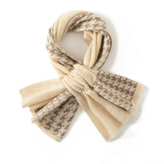 Luxury Cashmere Snood Thick Warm Knitted Houndstooth Bow Scarf