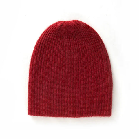 Winter Hat 100% Pure Goat Cashmere Rib-Knit Beanie Hat For Women