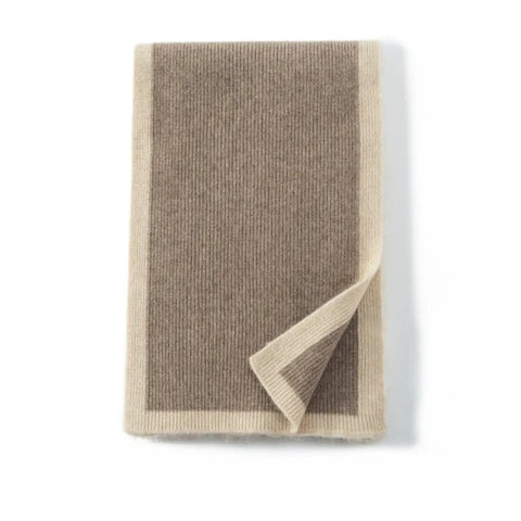 Comfortable 100% Pure Cashmere Two-Tone Contrast Edge Shawl