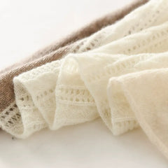 100% Cashmere Colorblock Patchwork Jacquard Lace-Knit Scarf