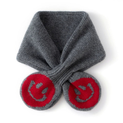 Pure Cashmere Scarf with Smiley Face Design Comfortable Neckerchief