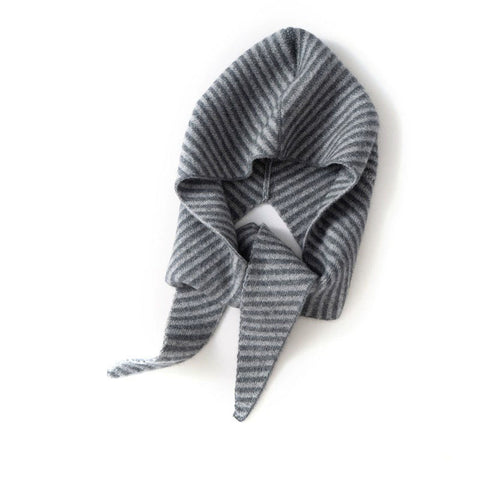 Women Winter Knitted Striped Hooded Skull Shawls Warm Knitted Hat