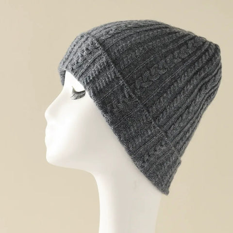 Women Hats Cashmere Thicken Warm Cable Knit Beanie