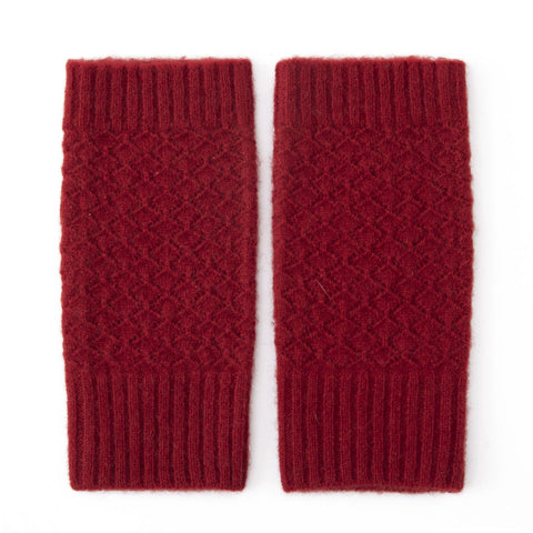 Luxury Knitted Ribbed Cuffs Diamond-Knit Cashmere Fingerless Gloves Mittens