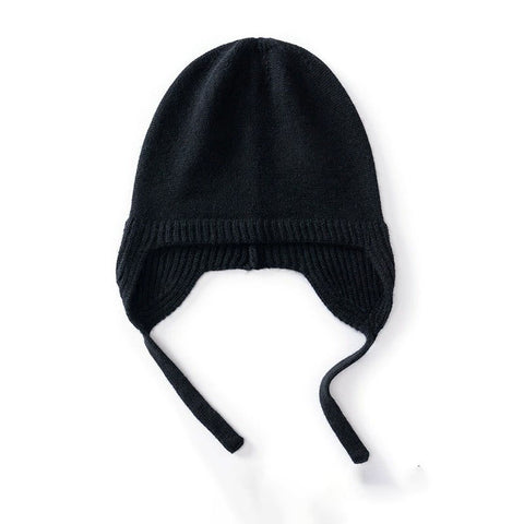 Pure Cashmere Earflap Hat with Ties Knit Cashmere Winter Cap