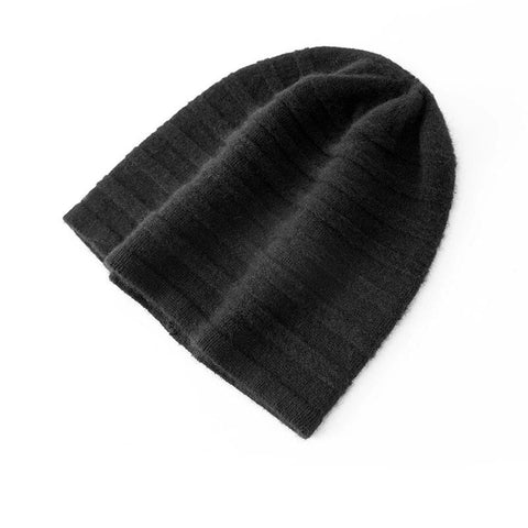Women's Winter Cashmere Knitted Striped Beanie Hat Casual Cap