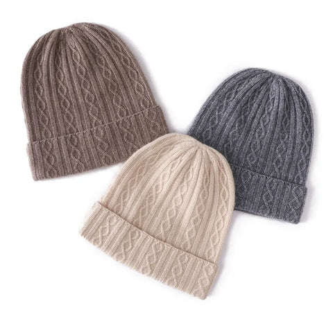 Women&Men Winter Hat 100% Pure Cashmere Knitted Cable Beanie Bonnet