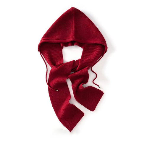 Cashmere Knit Wrap Hooded Scarf Hat Soft Warm Windproof with Drawstrings