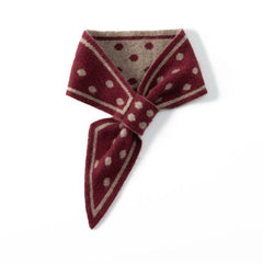Knit Pure Cashmere Short Decoration Neckerchief Polka Dot Bow Scarf