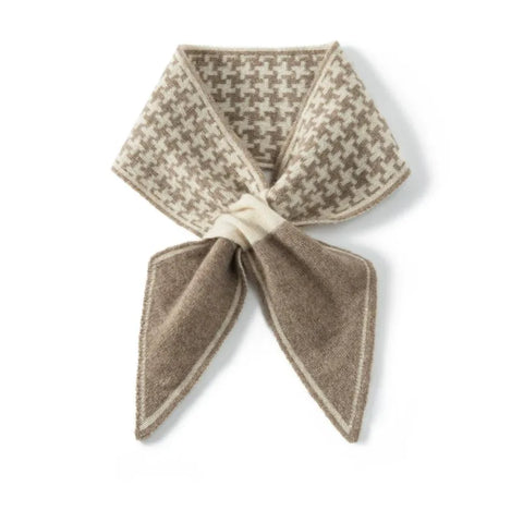 Houndstooth Pattern Cross Printed Knit Shawls Pure Cashmere Neck Scarf