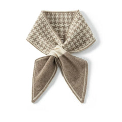 Houndstooth Pattern Cross Printed Knit Pure Cashmere Neck Scarf