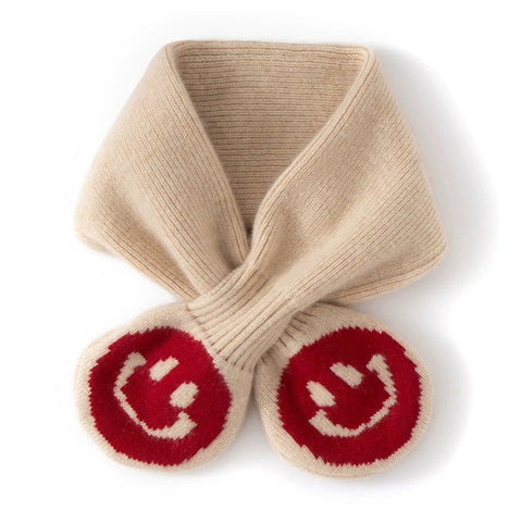 Pure Cashmere Scarf with Smiley Face Design Comfortable Neckerchief