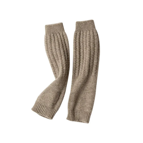 Luxury Knit Fingerless Sleeves 100% Cashmere Mittens Arm Warmers
