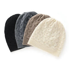 100% Cashmere Cable Knit Beanie Hat Warm Soft Slouchy Skull Cap