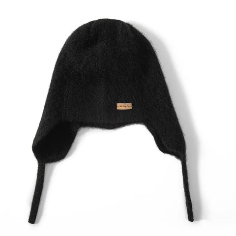 100% Cashmere Earflap Hat Soft Winter Beanie with Ties