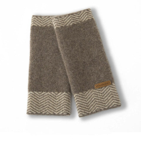 Unisex Chevron Border Cashmere Knit Fingerless Gloves