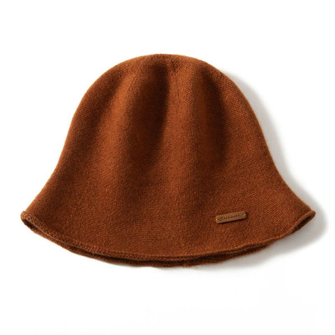 100% Pure Cashmere French Winter Warm Knitted Bucket Hat for Women