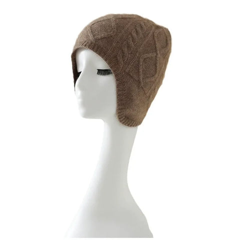 Cashmere Cable Knit Beanie Hat Soft Warm Winter Ear Protection
