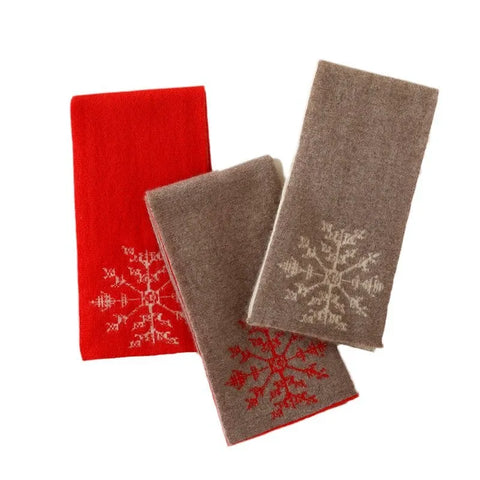 Festive Snowflake Embroidered Pure Cashmere Jacquard Christmas Scarf
