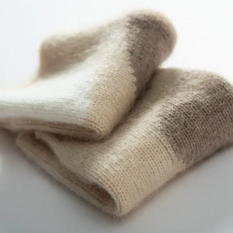 Soft 100% Cashmere Fingerless Gloves with Geometric Dots Arm Warmers