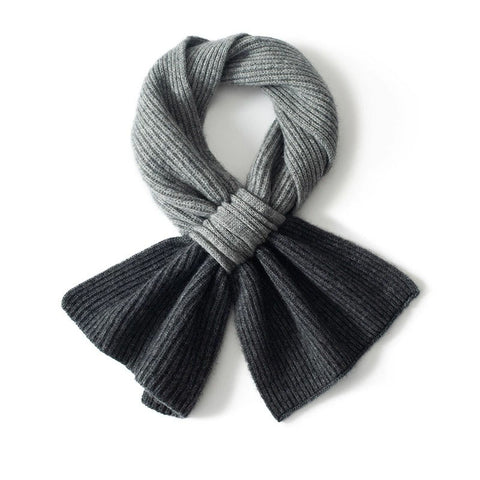 Luxury Contrast Color Neck Two-Tone Bow-Knot Pure Cashmere Scarf