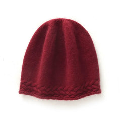 Braided Edge 100% Cashmere Soft Hat Cable Knit Outdoor Beanies