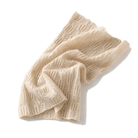 Knitted 100% Cashmere Neck Warmer Soft Hollow Ribbed Winter Snood